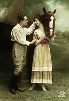 Flirting Prints: Couple Standing Next to Horse