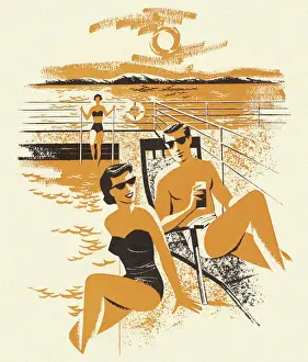 Honeymoon Prints: Couple Sunbathing