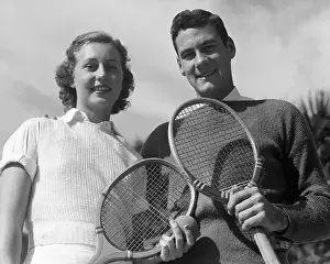 Roberts Prints: Couple with Tennis Rackets