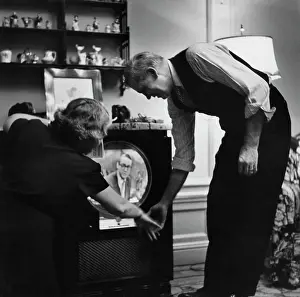 Tv Broadcasting Prints: Couple Watching TV