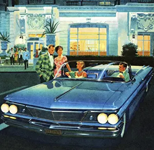 Nightlife Prints: Couples Talking in Front of Restaurant