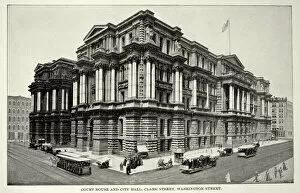Court House and City Hall, Clark Street amd Washington Street, Chicago, 19th Century