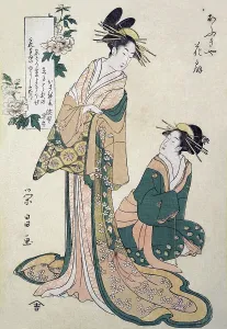 Woodblock Prints: Courtesan & her maid