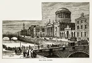 Images Dated 20th February 2018: Four Courts in Dublin, Ireland Victorian Engraving, 1840