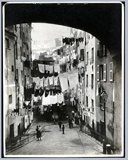 Genoa Prints: Courtyard Scene In Genoa Italy