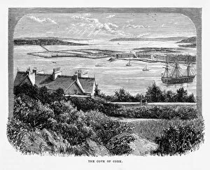 County Cork, Ireland Gallery: Cove of Cork, County Cork, Ireland Victorian Engraving, 1840