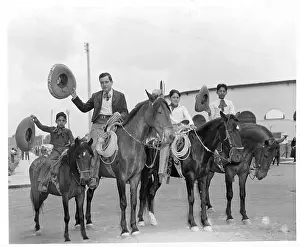 Lac0047 Prints: Cow Punchers On horses In Mexico