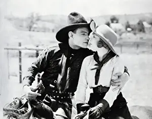 Cowboy Buck Jones And Actress In Movie
