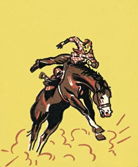 Horseback Riding Gallery: Cowboy on Bucking Bronco