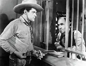 Teller Prints: Cowboy Holding Up Bank Teller