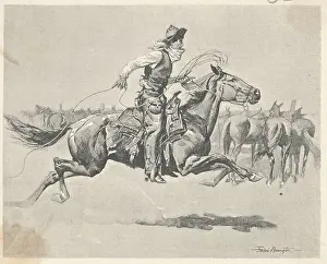 Cowboy on Horseback in a Full Gallop