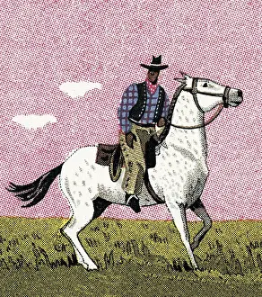 Wild West Prints: Cowboy Riding a Horse