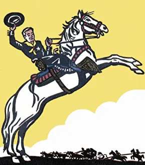 Gun Holster Prints: Cowboy Riding a Horse