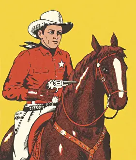 Revolver Prints: Cowboy Riding a Horse