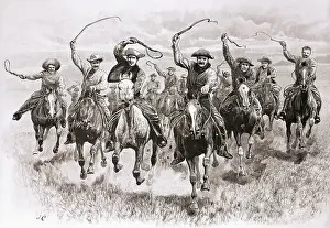 Whip Prints: The Cowboy's Race Woodcut