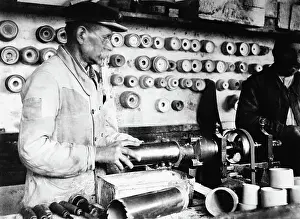 Artisanship Prints: Craftsman Standing At Workshop Machine