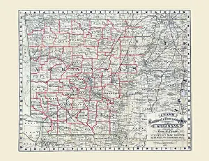 Townships Prints: Cram's rail road & township map of Arkansas. 1882