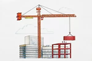 Crane Gallery: Crane lifting building materials above skyscrapers