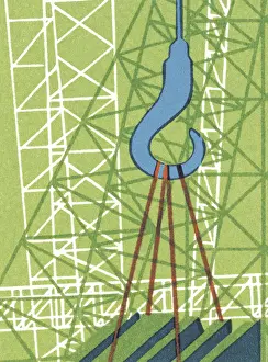 Hoisting Prints: Crane Lifting Construction Materials