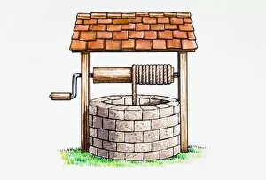A well with a crank handle