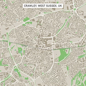 Aerial View Collection: Crawley West Sussex UK City Street Map