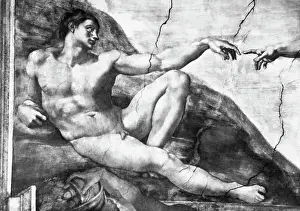 Florentine School Prints: Detail of Creation of Adam by Michelangelo