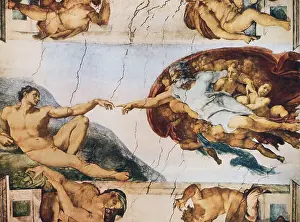 Italian Prints: Creation of Adam by Michelangelo Buonarroti