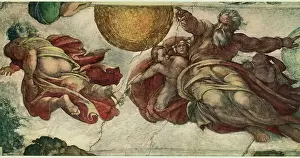 The Creation of the Sun, Moon, and Plants by Michaelangelo Buonarroti