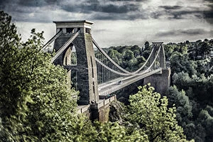 A creative image with shallow depth of field of Clifton Suspension Bridge, Bristol