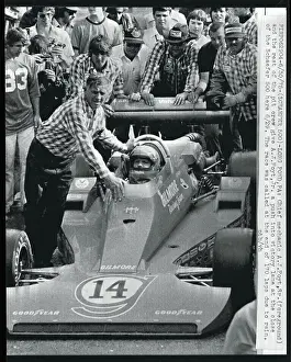 Crew Pushing A.J. Foyt's Car