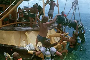 Crewmen Salvaging Bronze Cannon