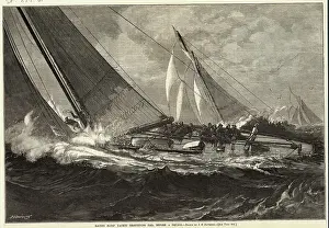Crewmen Shortening a Sail