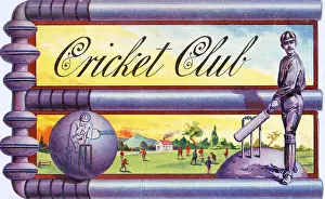 Prints of UNITED STATES - CIRCA 1880: The game of cricket is celebrated in this cigar box label design from New York around 1880. (Photo by Transcendental Graphics/Getty Images) Transcendental Graphics Prints: Cricket Club Cigar Box Label 1880