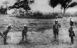 Landscape Black Prints: Cricket Game