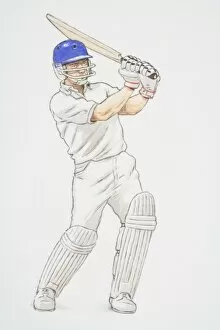 Helmet Gallery: Cricket player swinging his bat