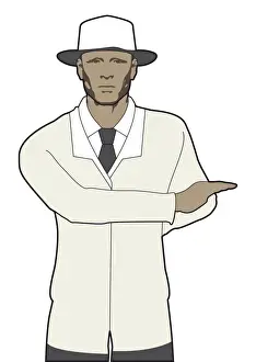 Serious Prints: Cricket umpire gesturing four runs, hand pointing to side