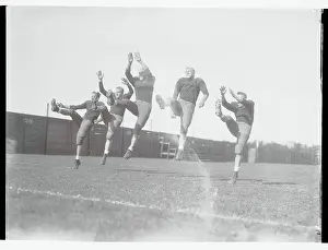 Cambridge Prints: Crimson Teammates Working out on Field