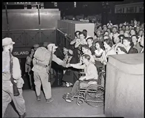 Farewell Prints: Crippled Veteran Shaking Hands W/Soldier