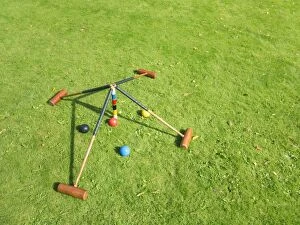 Images Dated 11th September 2012: Croquet set on lawn, United Kingdom, Europe