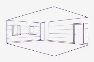 Cross section blueprint illustration of room in house
