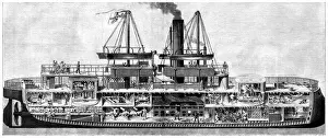 Cross-section of the German ironclad ship The Arminius