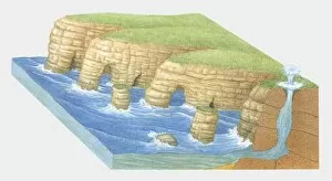 Images Dated 29th October 2009: Cross section illustration of headland erosion