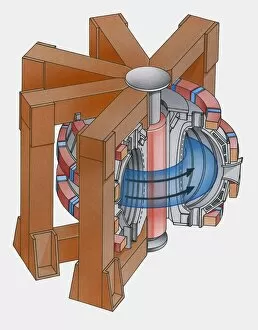 Ink And Brush Collection: Cross section illustration of nuclear reactor