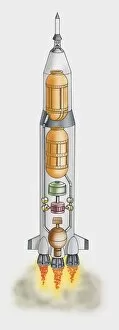 Cross section illustration of simple rocket engine