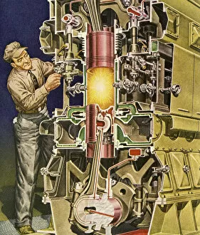 Cross Section of a Large Engine
