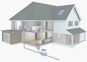Images Dated 4th January 2010: Cross section model of a house with direct water supply system