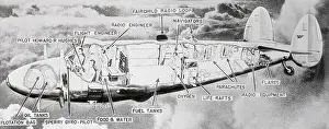 Passenger Airplane Prints: Cross Sectional View of Hughes Ocean Spanning Plane