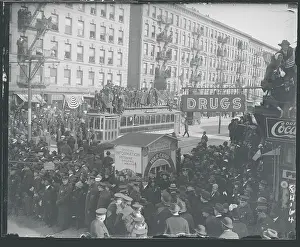 Crowd atop Trolley Car