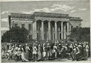 Town Scene Prints: Crowd in Front of Calcutta Townhall