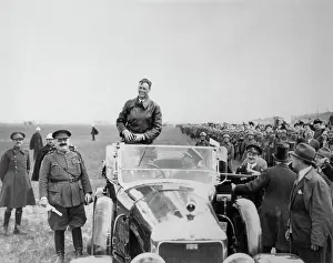 Crowd Cheering for Charles Lindbergh After Historic Flight